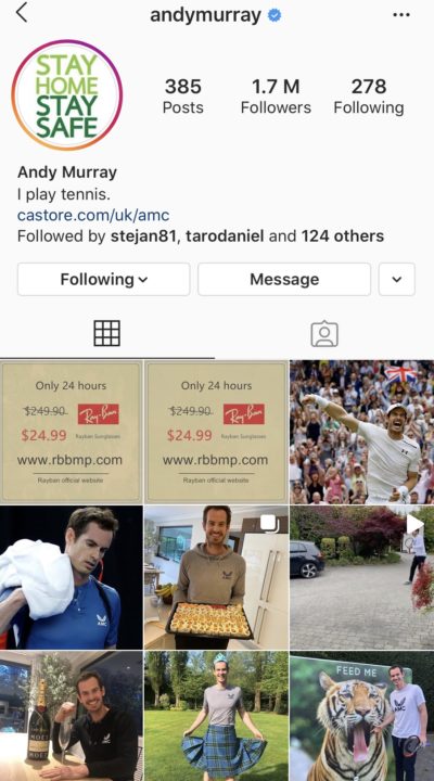 Andy Murray Instagram Hacked A scam company invades Andy Murray tennis star's instagram account