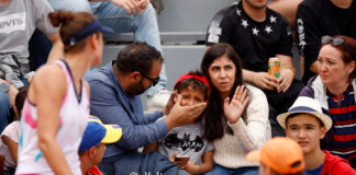 Irina-Camelia Begu racquet smash nearly hits fan